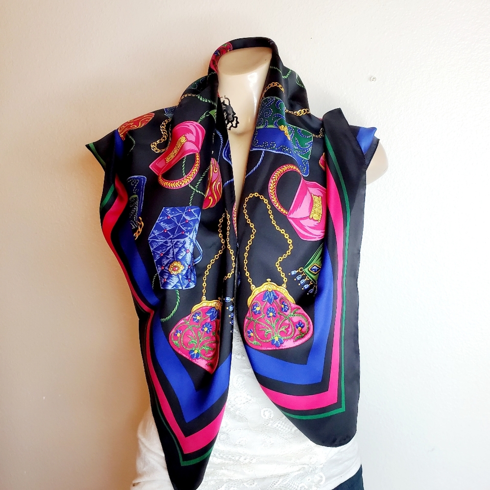 Womens multicolor purse scarf 35×35